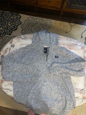 Vans Men's Heather Gray quarter-Zip Hooded Sweater